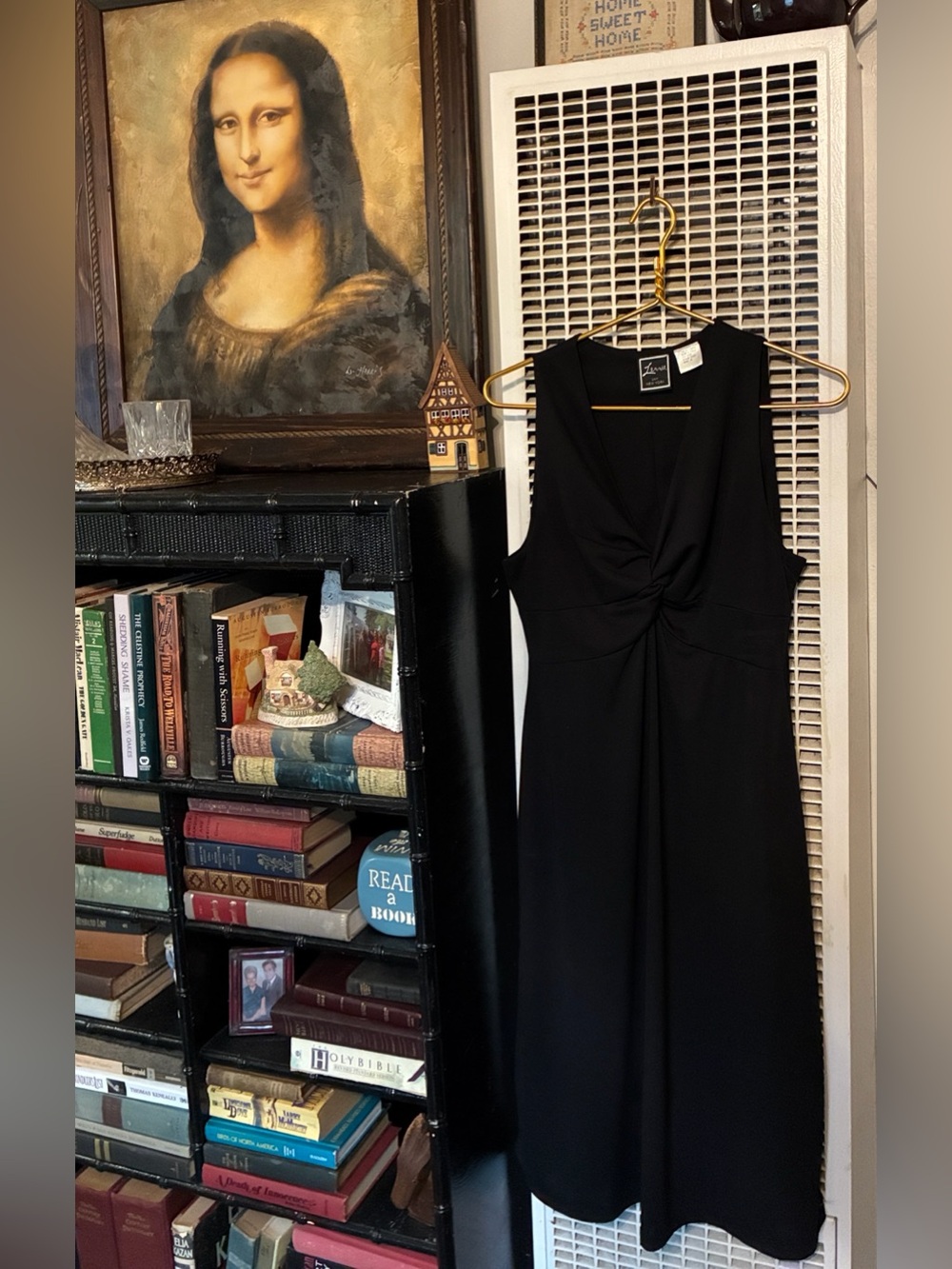 Sleeveless Black Twist-Front Midi Dress